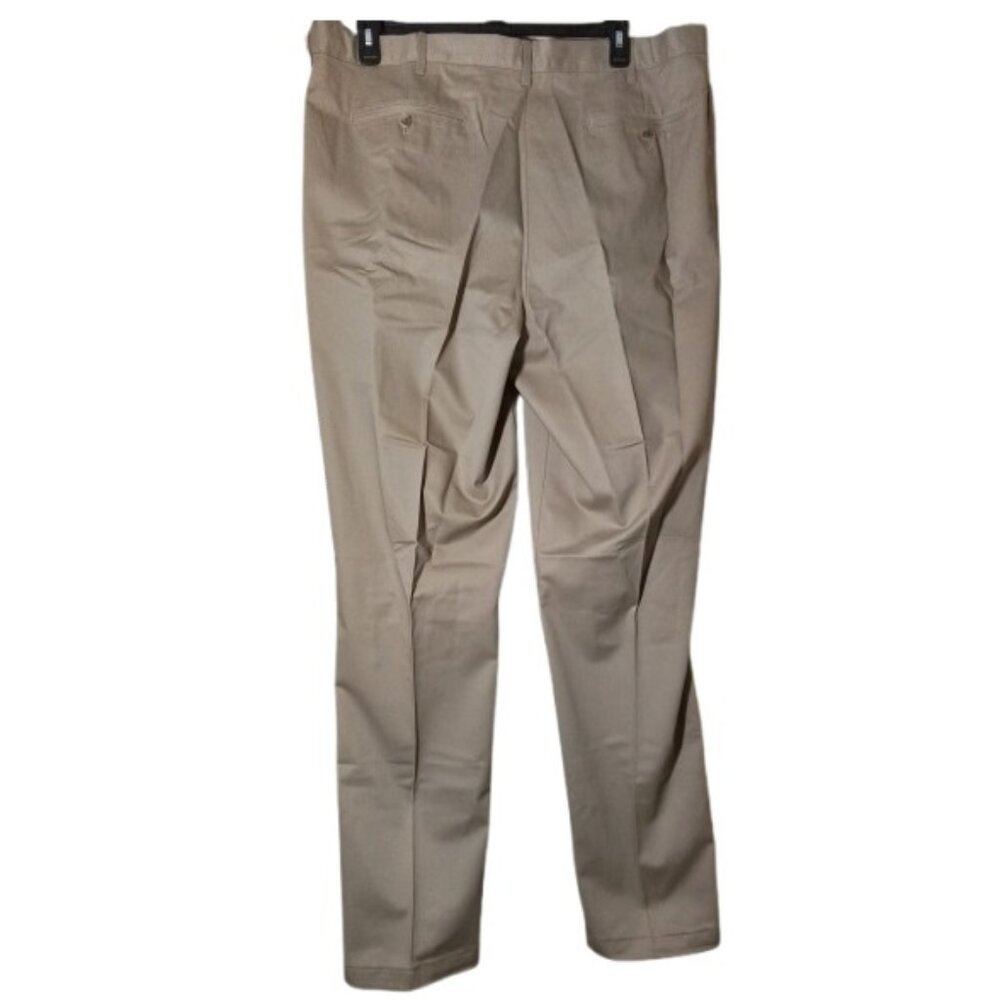 Lands' End Men's No Iron Comfort Waist Pleated Chino Pants Khaki 42x38 NWOT