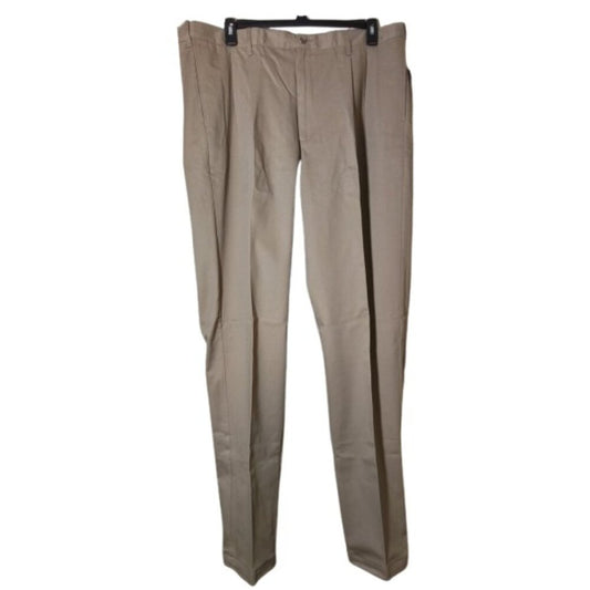 Lands' End Men's No Iron Comfort Waist Pleated Chino Pants Khaki 42x38 NWOT