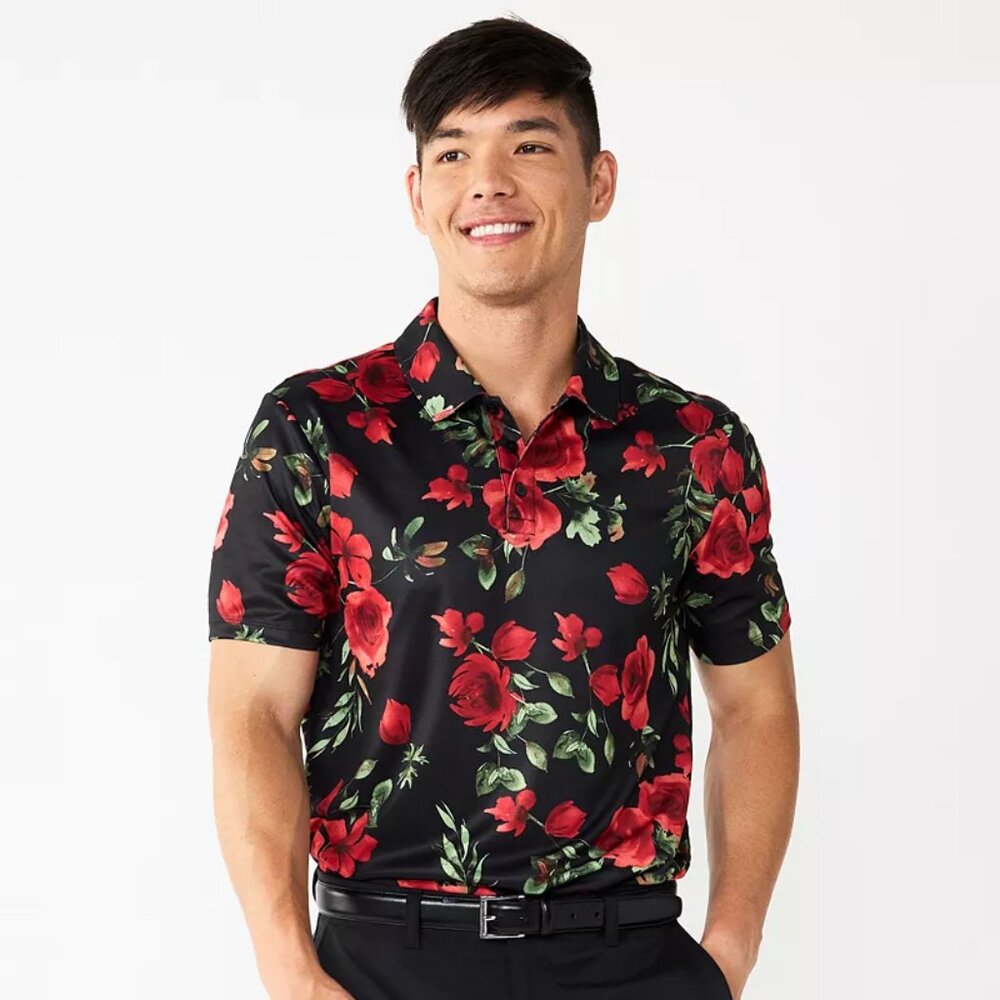 Men's Tek Gear Slim Fit Golf Polo - Black Rose - Various Sizes - NWT