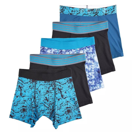 Boy's Tek Gear Athletic Boxer Briefs 5 Pack - Teal Splatter - Sz 8 - NWT