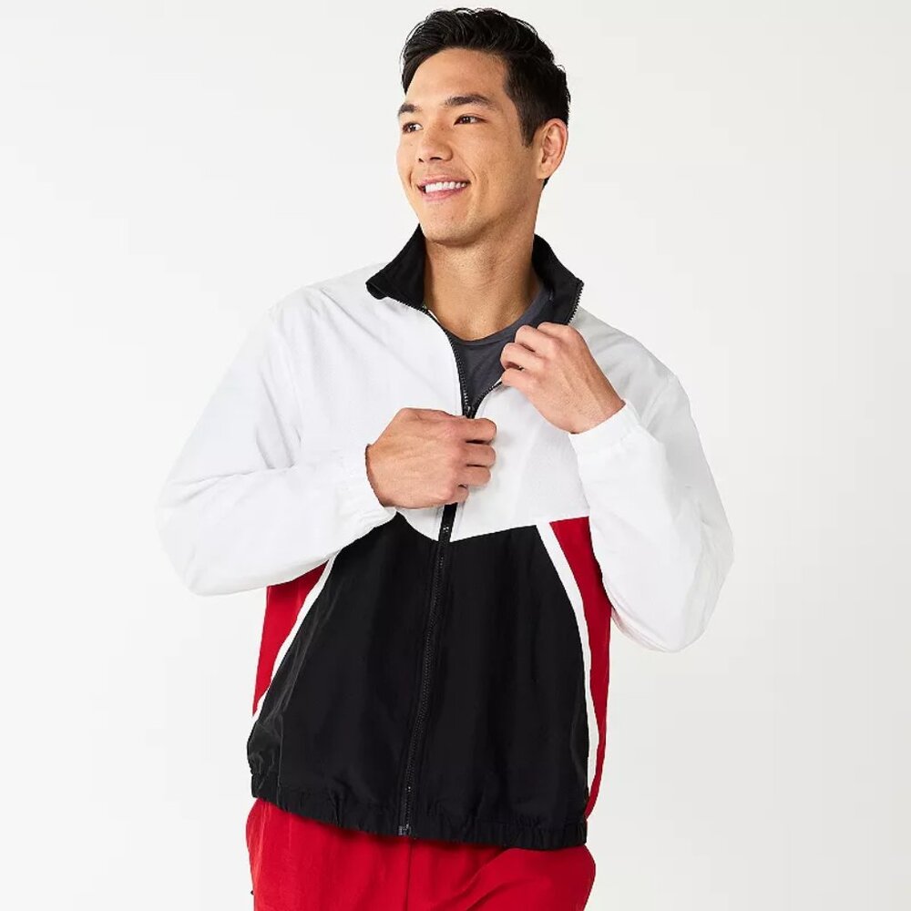 Men's Tek Gear Warm-Up Jacket - Red/White/Black - Small - NWT