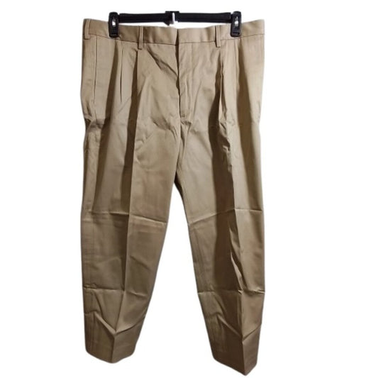 Lands' End Men's No Iron Tailored Twill Pleated Pants - Khaki - 31x30 - NWOT