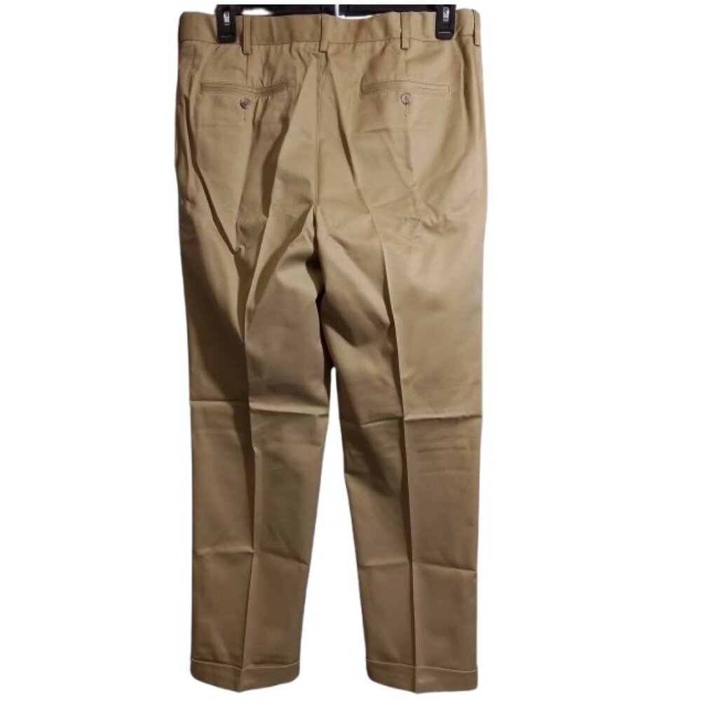 Men's Lands' End Comfort Waist Pleated No Iron Chino Pants 35x31 NWOT