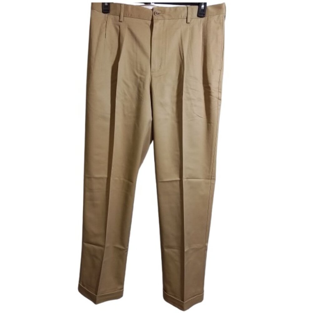 Men's Lands' End Comfort Waist Pleated No Iron Chino Pants 35x31 NWOT