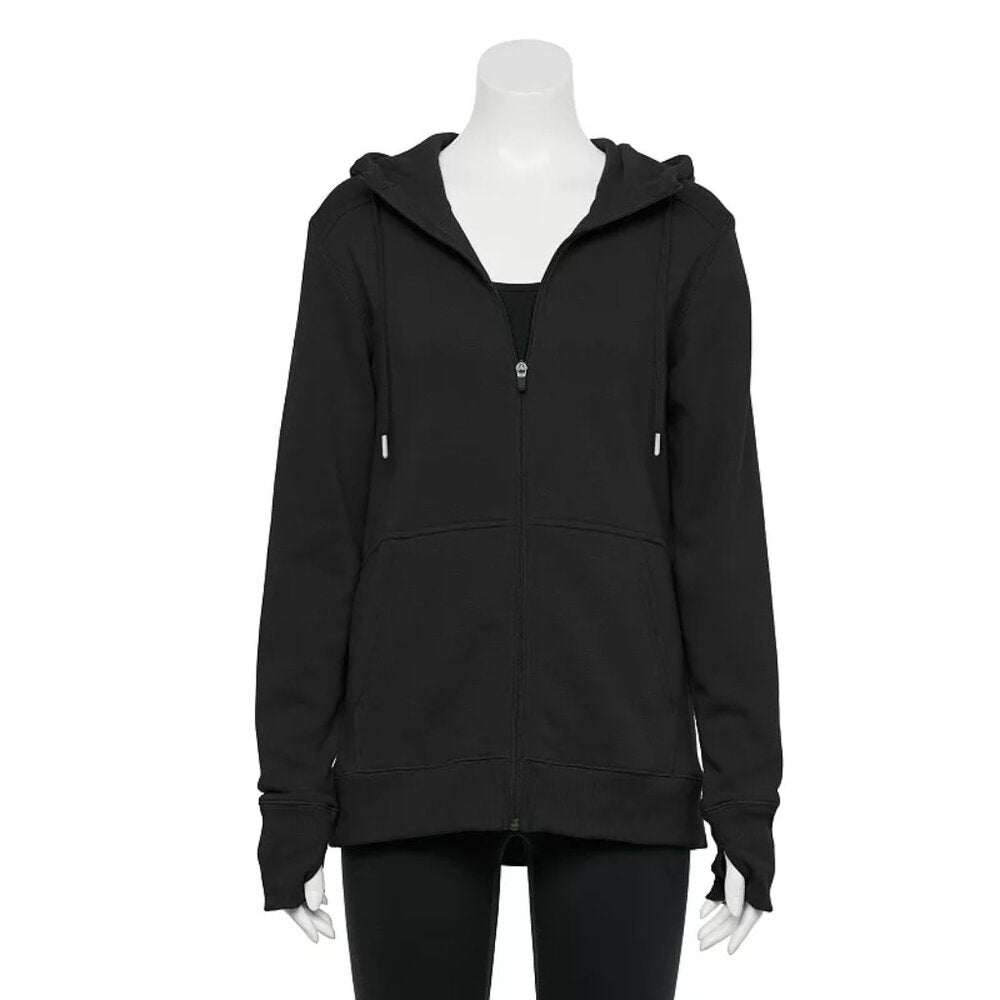 Women's Tek Gear Plus Size Ultrasoft Fleece Full Zip Hoodie - Black - XXL - NWT
