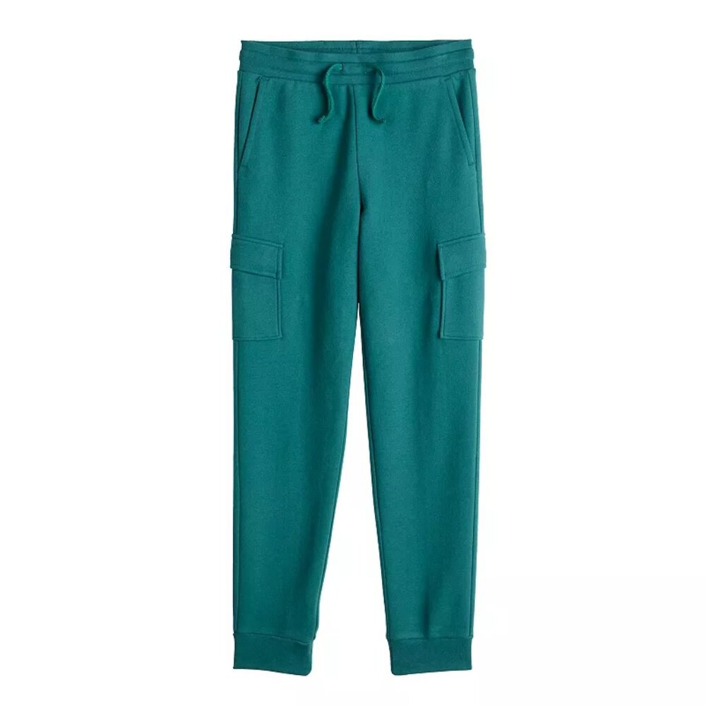 Boy's Tek Gear Ultrasoft Fleece Cargo Jogger - Large - Prestigious Green - NWT