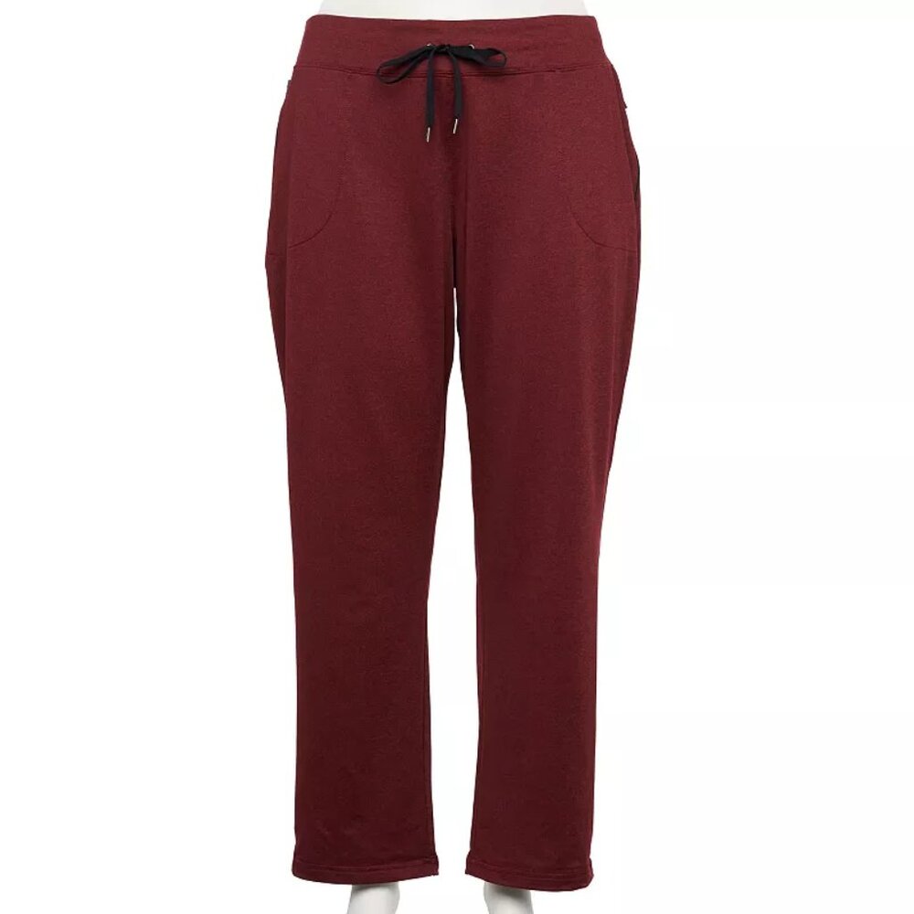 Women's Tek Gear Plus Size Weekend French Terry Pants - Chilled Wine - 4X - NWT