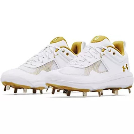 Women's Under Armour Glyde MT Softball Cleats - White & Gold - Var Szs - NWOT