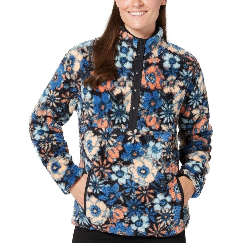 Women's Hurley  Soft Plush Fleece Pullover - Floral Blue - Large - NWT