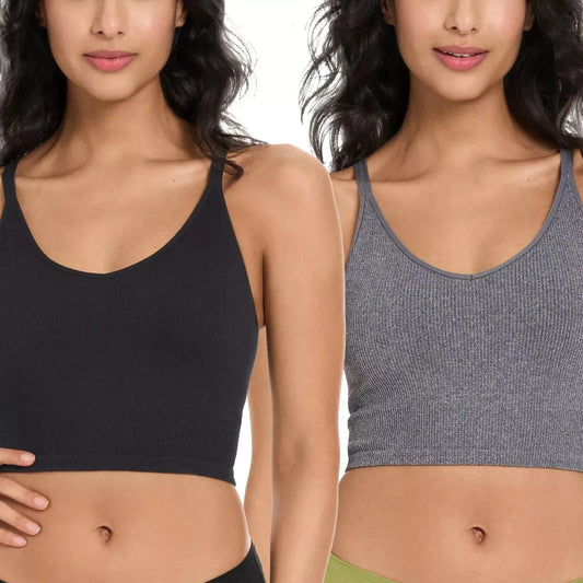 Lemon Women's 2 Pack Longline Ribbed Bras S New in Open Box