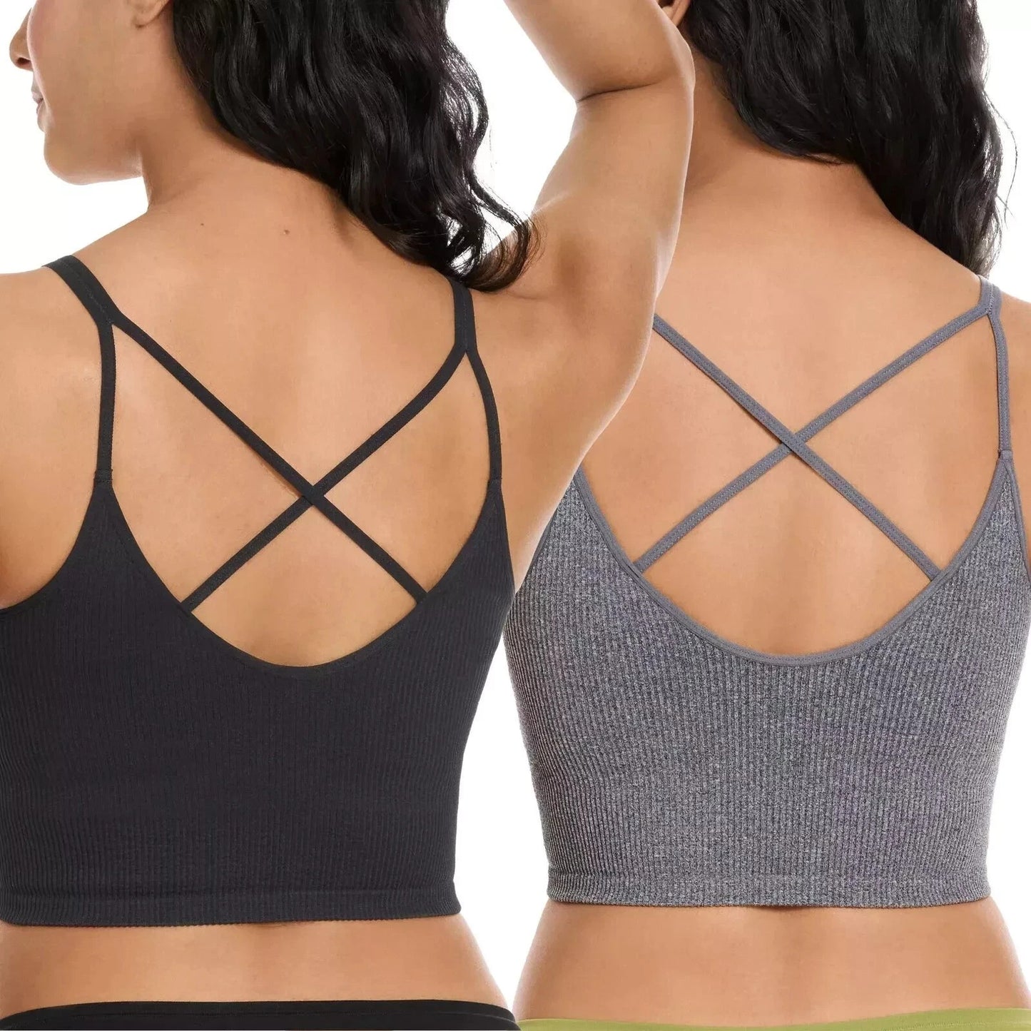 Lemon Women's 2 Pack Longline Ribbed Bras S New in Open Box