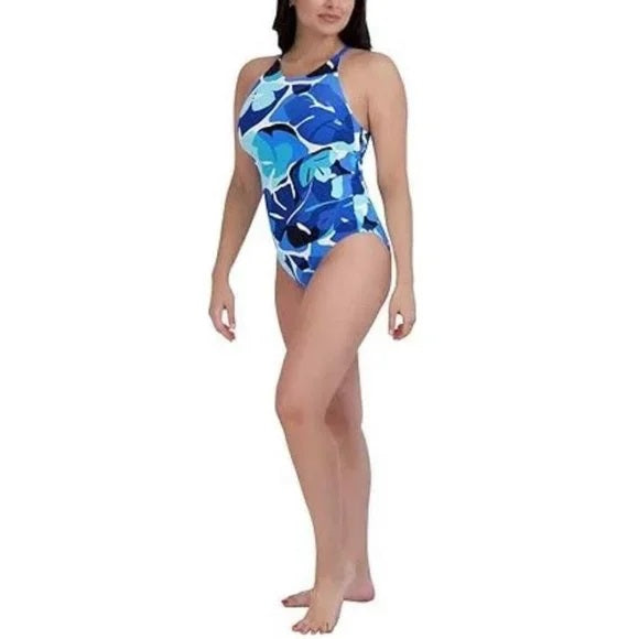 Nautica Women's Cross Back One PC Swim Suit - Large - Blue - NWT