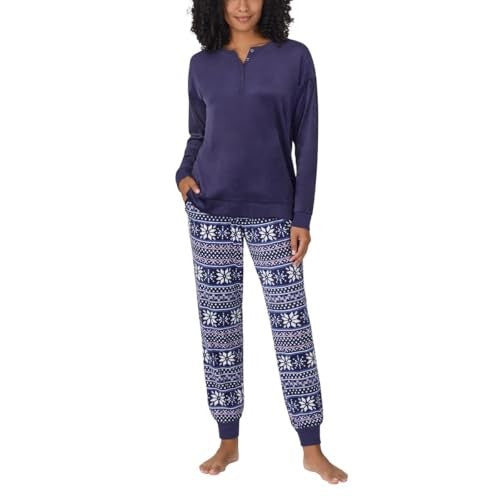 Nautica Women's 2 Piece Fleece Pajama Set XXL Blue Snowflake NWT