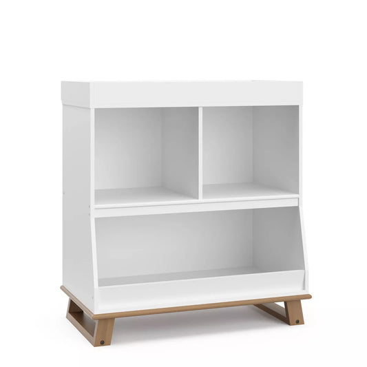 Storkcraft Modern Convertible Changing Table with Bookcase White/Vintage Driftwood. Open Box