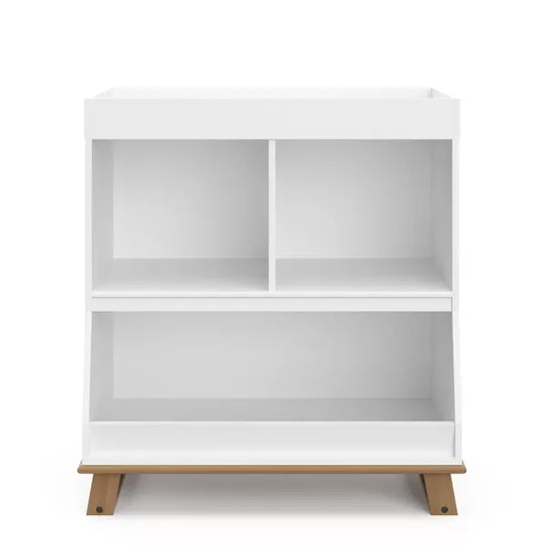 Storkcraft Modern Convertible Changing Table with Bookcase White/Vintage Driftwood. Open Box