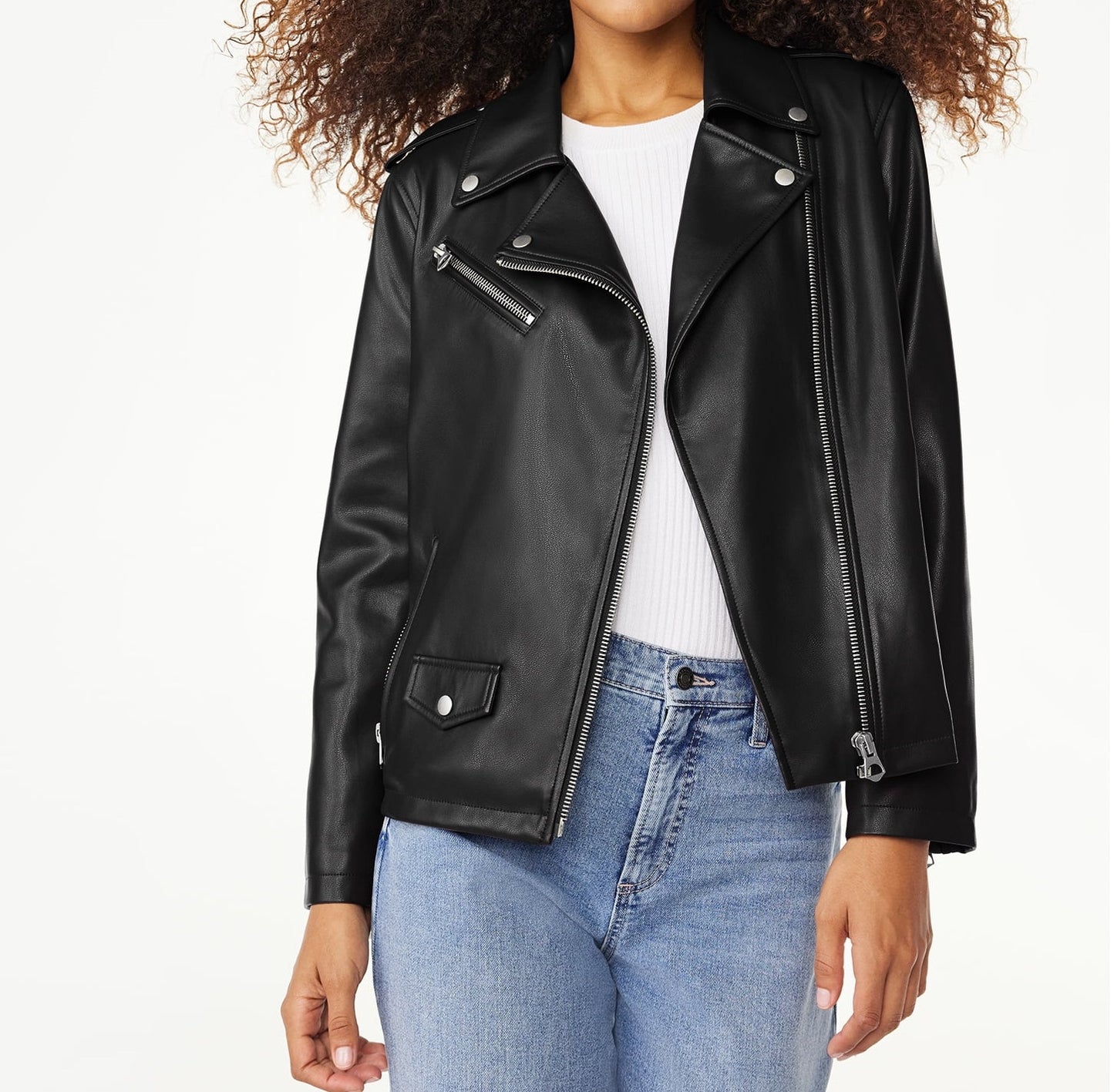 Scoop Women's Faux Leather Moto Jacket XS NWT