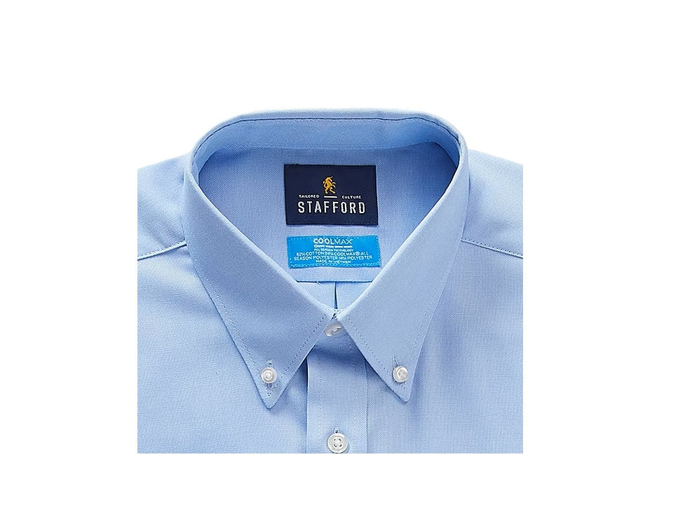 Stafford Men's Coolmax Regular Fit Oxford Dress Shirt 18-18.5 34-35 NWT