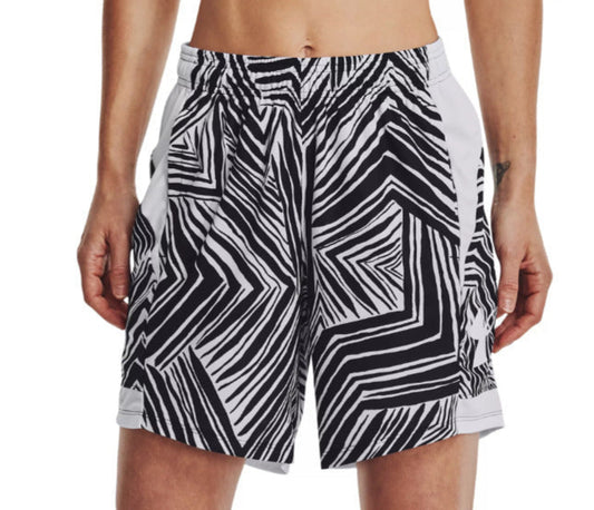 Under Armour Women's Baseline 6.75" Basketball Shorts-M-Blk/Wht-NWT