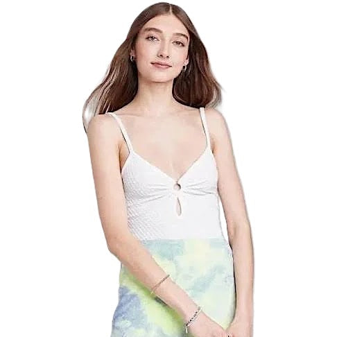 Wild Fable Women's Spaghetti Strap Cut Out Bodysuit XS White NWT