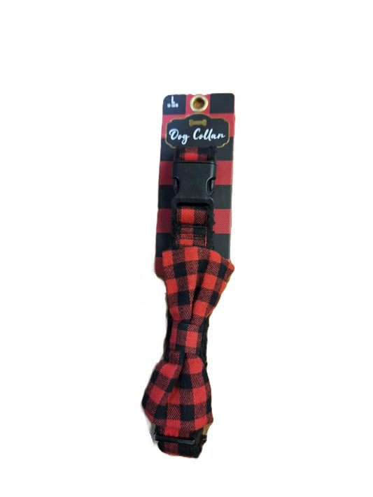 Woof Red Plaid Dog Collar L 16-26 Inches NWT