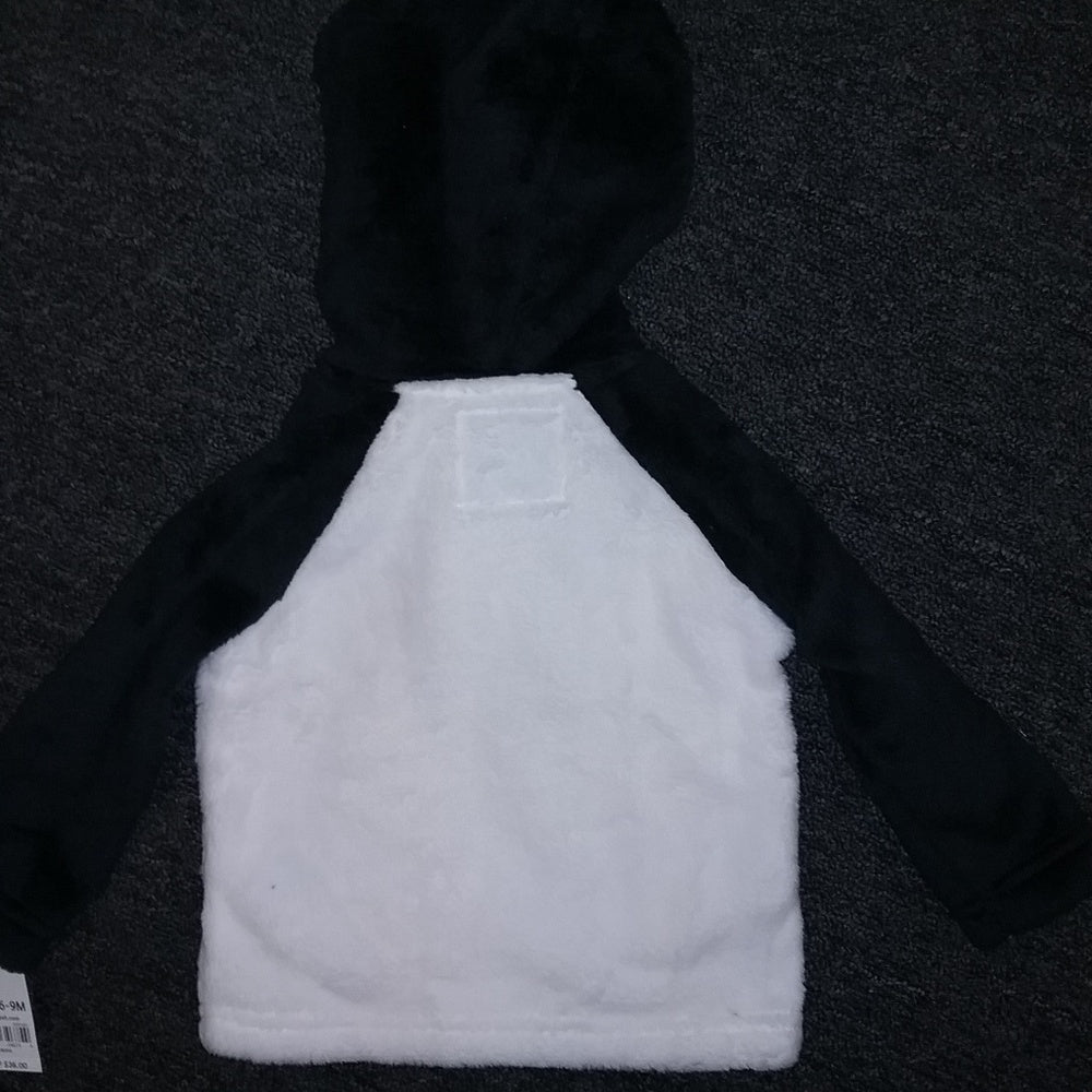 Girls Fleece Penguin Cozy Hoodie-Black and White-New with Tags