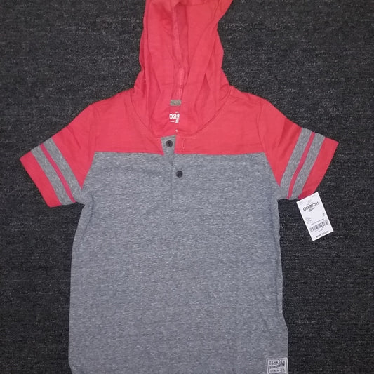 OshKosh Boys Hoodie Tee-Grey/Orange-New with Tags