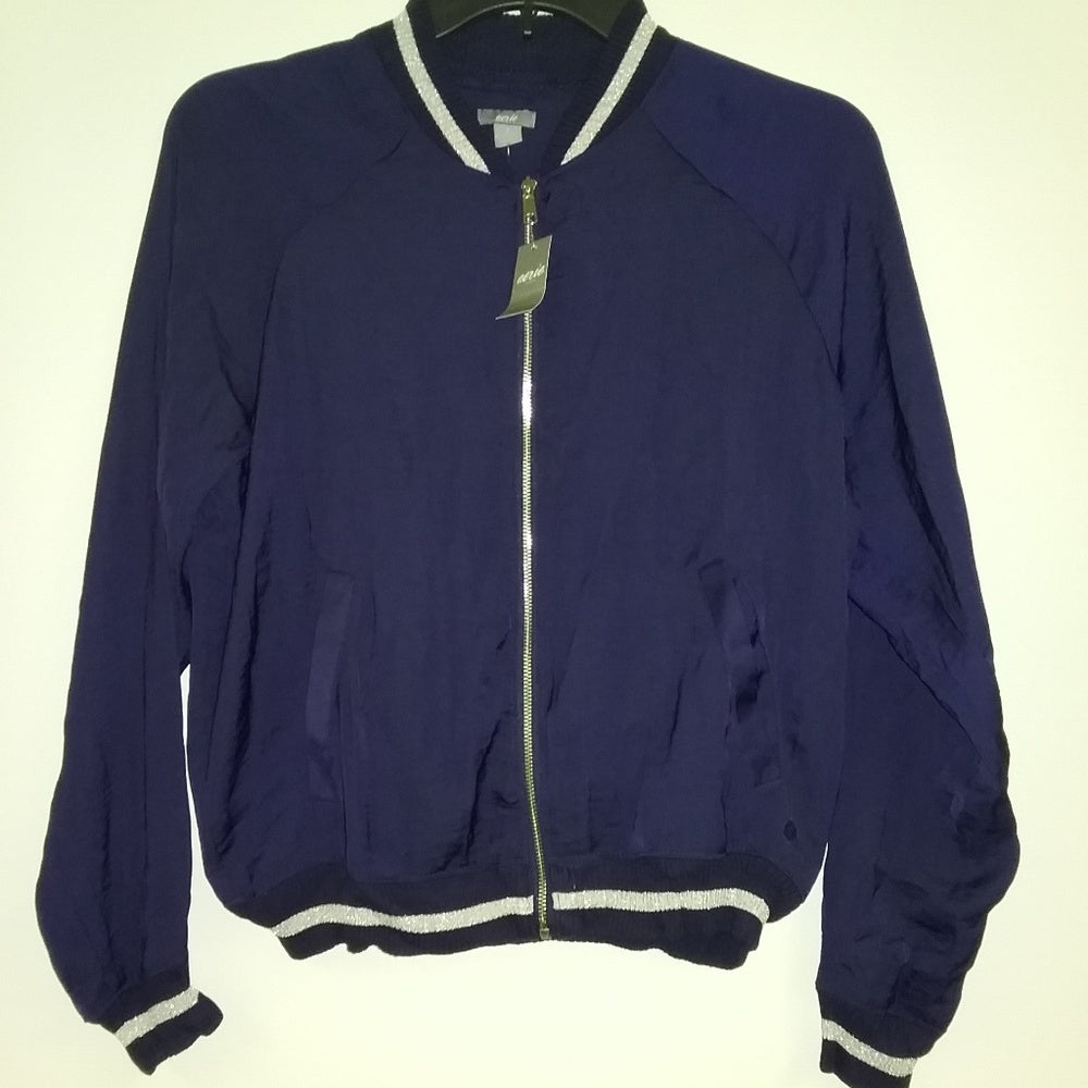 Aerie Navy Satin Bomber Jacket-New with Tags