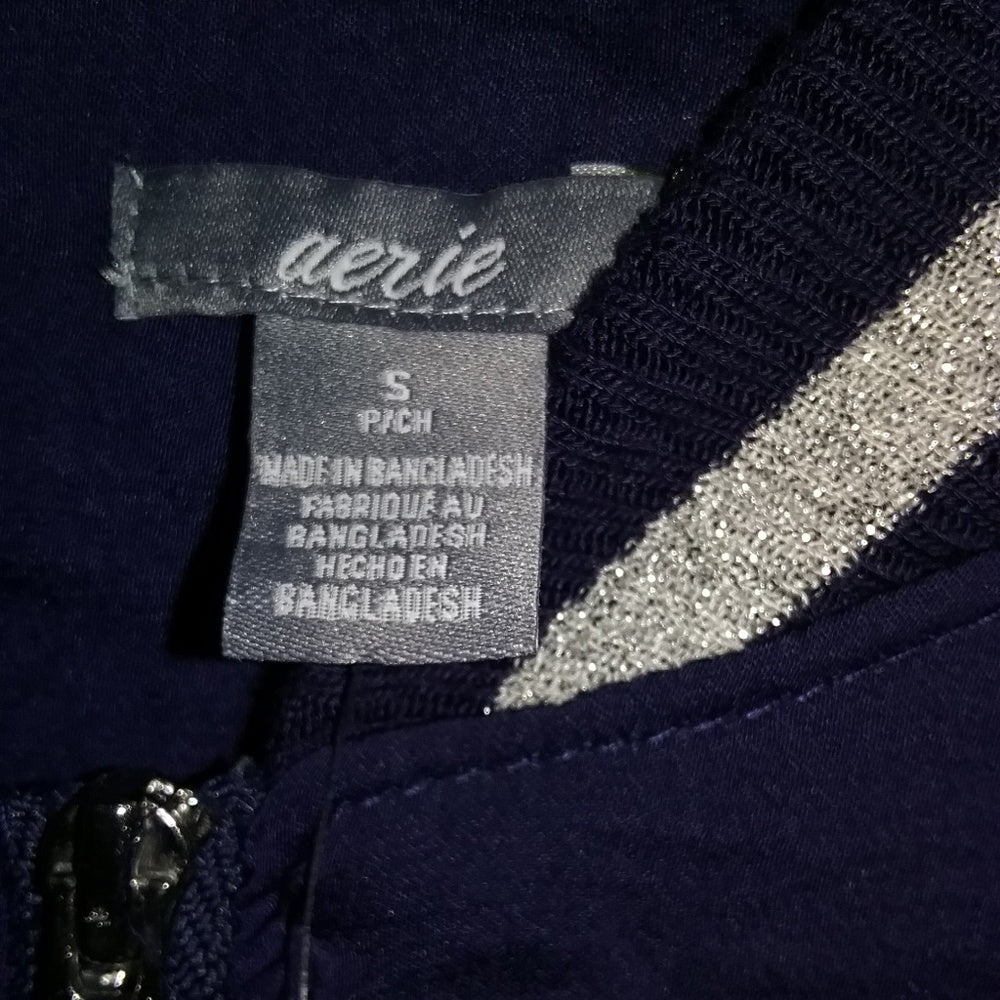 Aerie Navy Satin Bomber Jacket-New with Tags