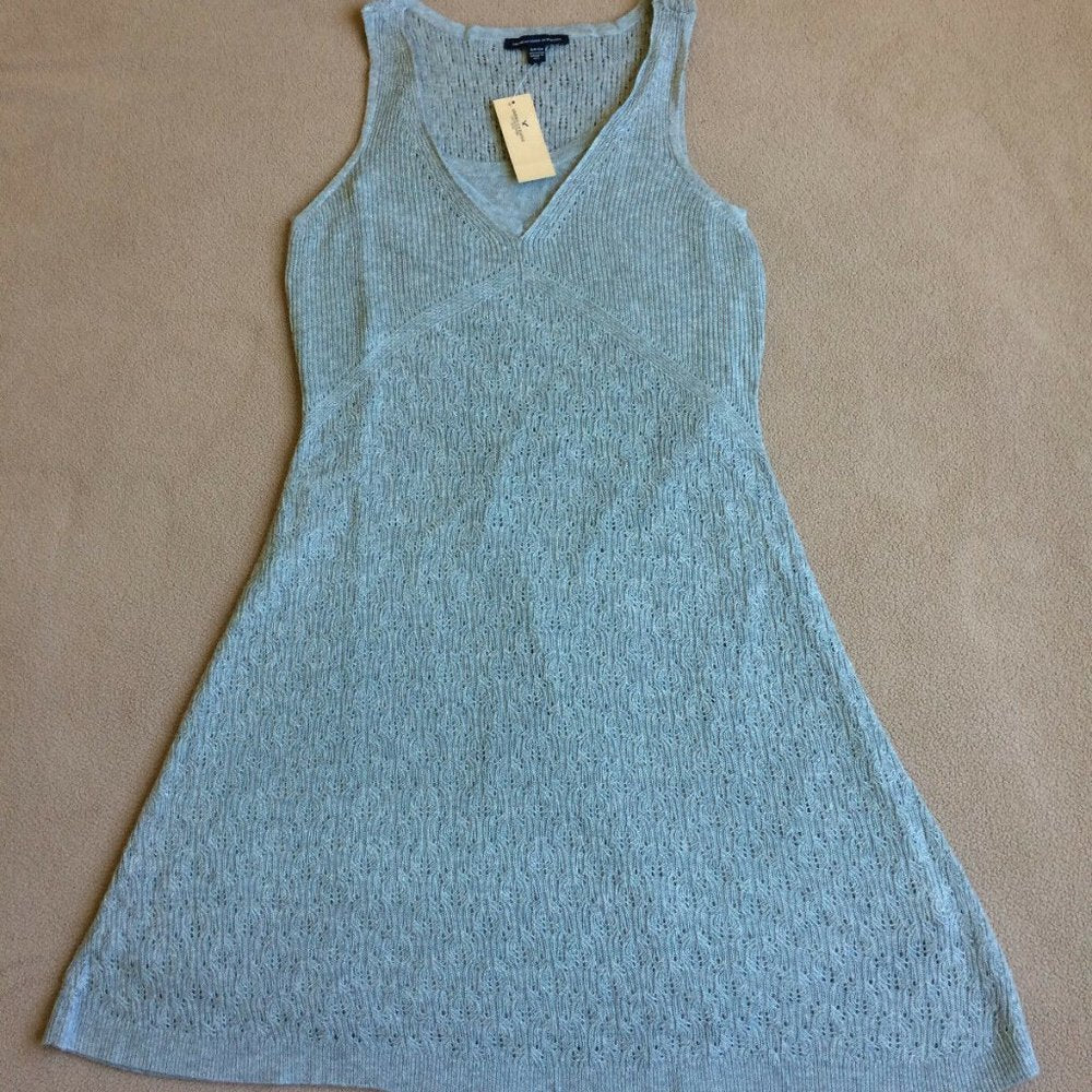 American Eagle Pointelle Tank Sweater Dress - Gray