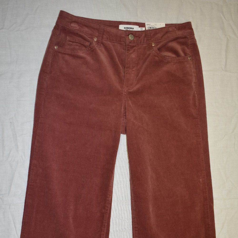 Sonoma Wide Leg Crop Corduroy-Mauve-New with Tags