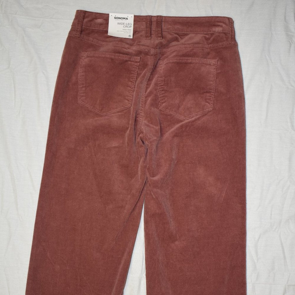 Sonoma Wide Leg Crop Corduroy-Mauve-New with Tags