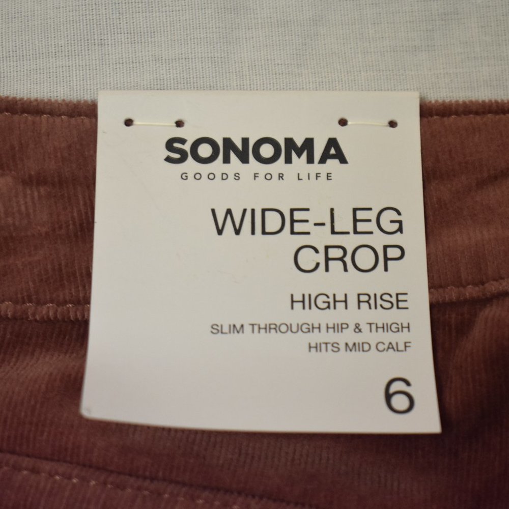 Sonoma Wide Leg Crop Corduroy-Mauve-New with Tags