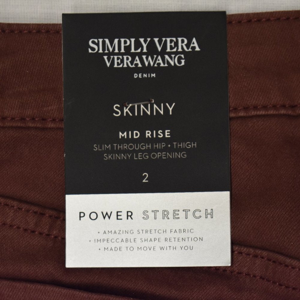 Simply Vera Wang Flex Skinny Pants-Raspberry-New with Tags