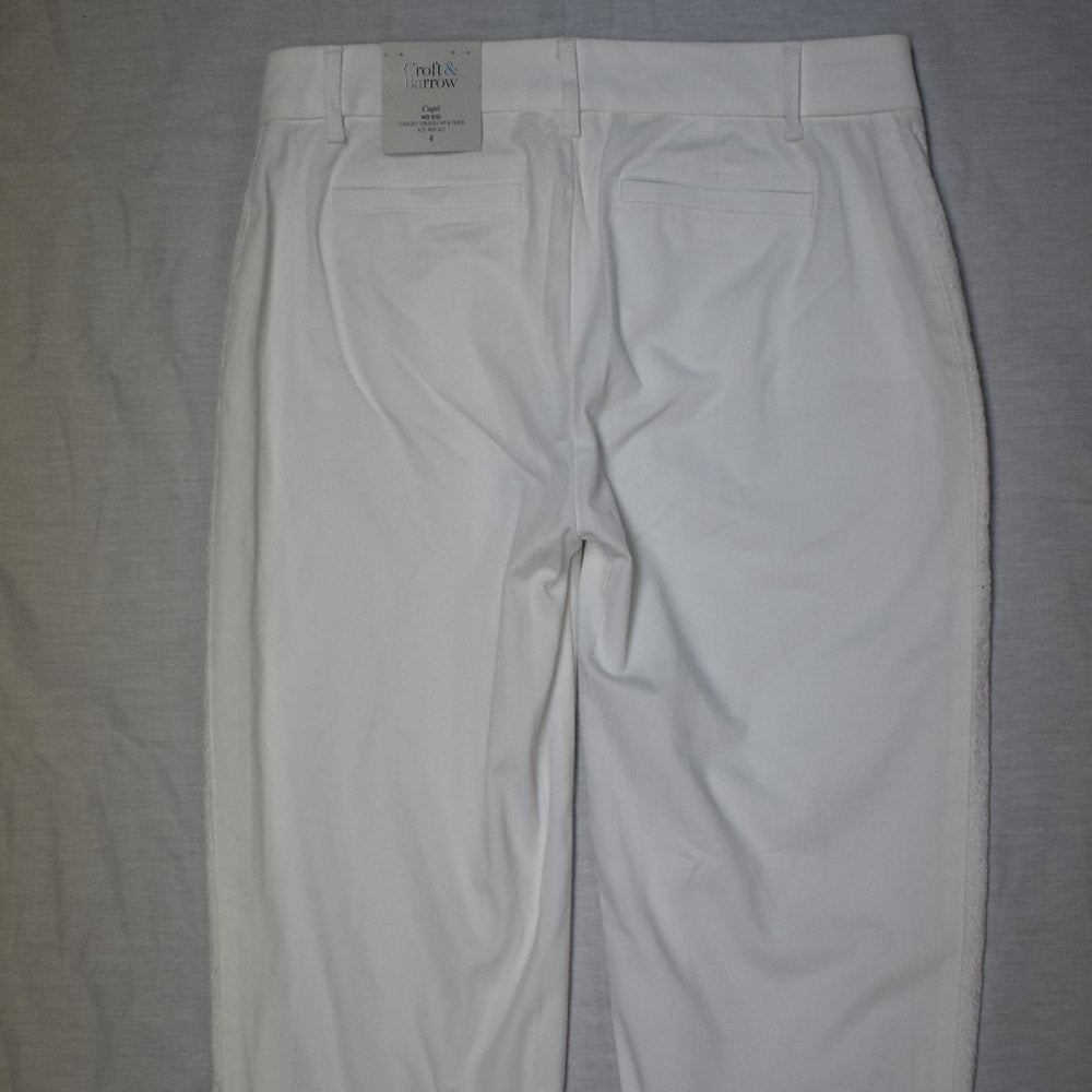 Croft & Barrow Stretch Mid Rise Capri-Bright White-New with Tags