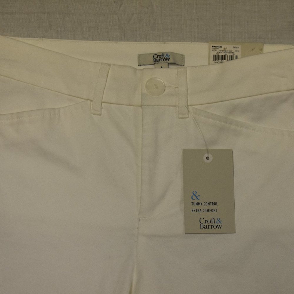 Croft & Barrow Stretch Mid Rise Capri-Bright White-New with Tags