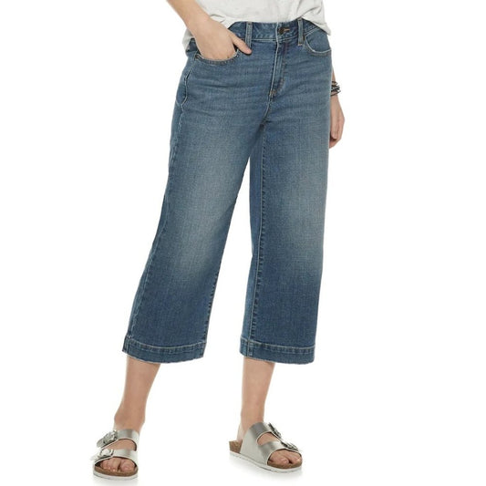 Sonoma Wide Leg High Rise Crop Jeans-Rinse-New with Tags