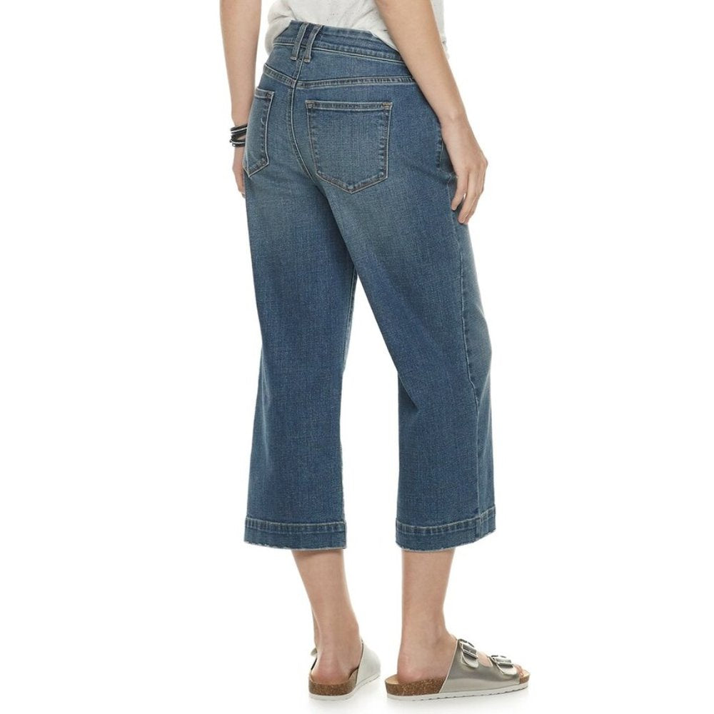 Sonoma Wide Leg High Rise Crop Jeans-Rinse-New with Tags