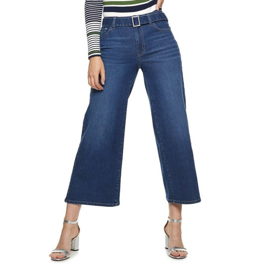 Nine West Sterling Belted Wide Leg Med Blues-New with Tags