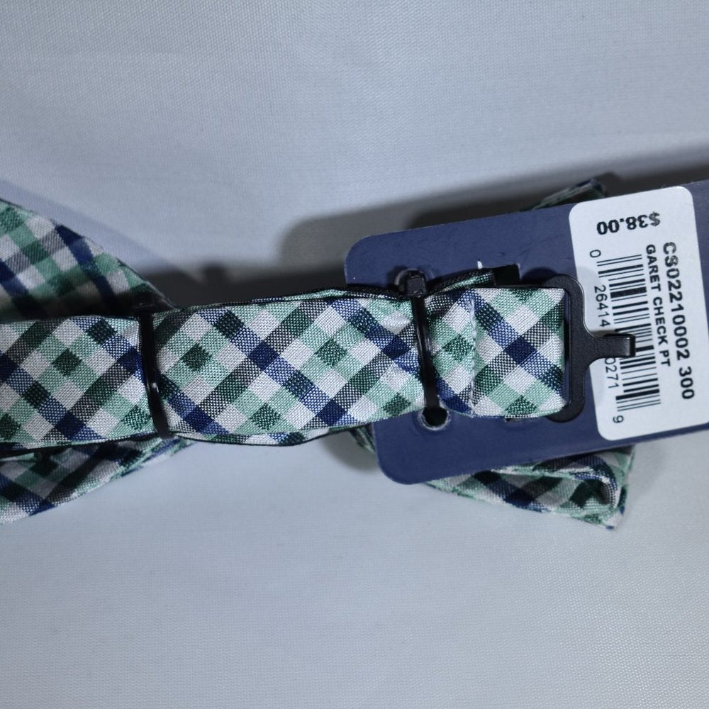 Chaps NWT Bow Tie Green Navy Silver Check