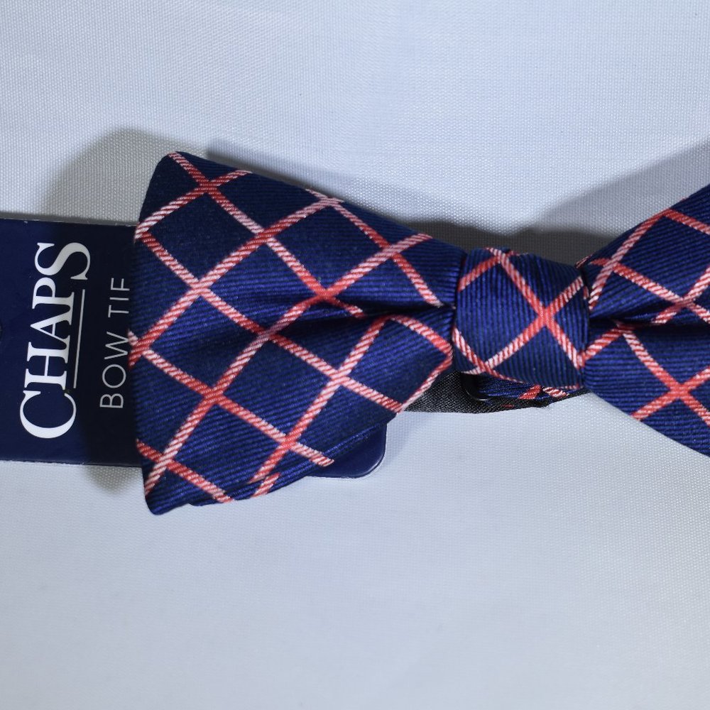 Chaps NWT Bow Tie Navy Blue Red Grid