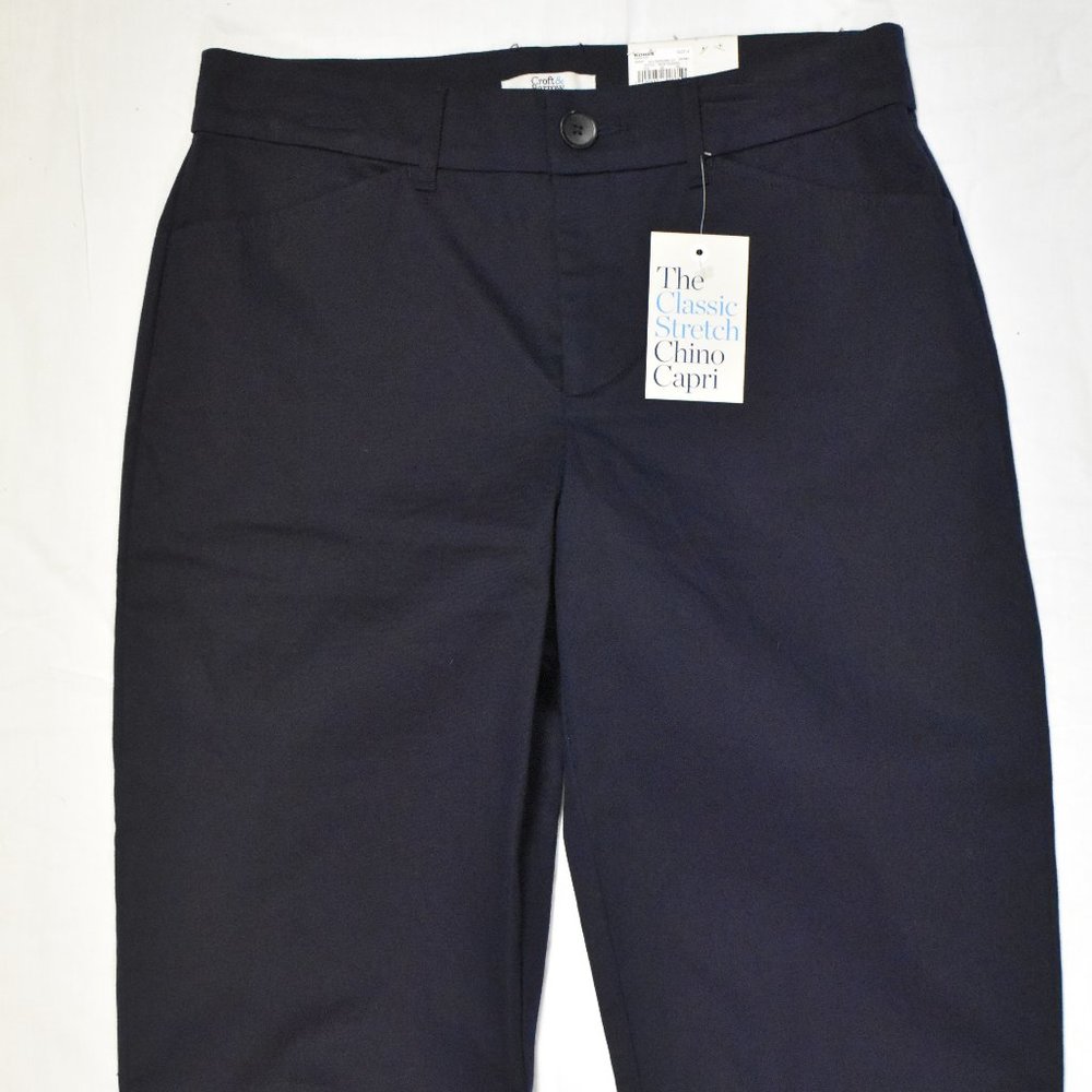 Croft & Barrow Classic Stretch Chino Capri-Navy-New with Tags