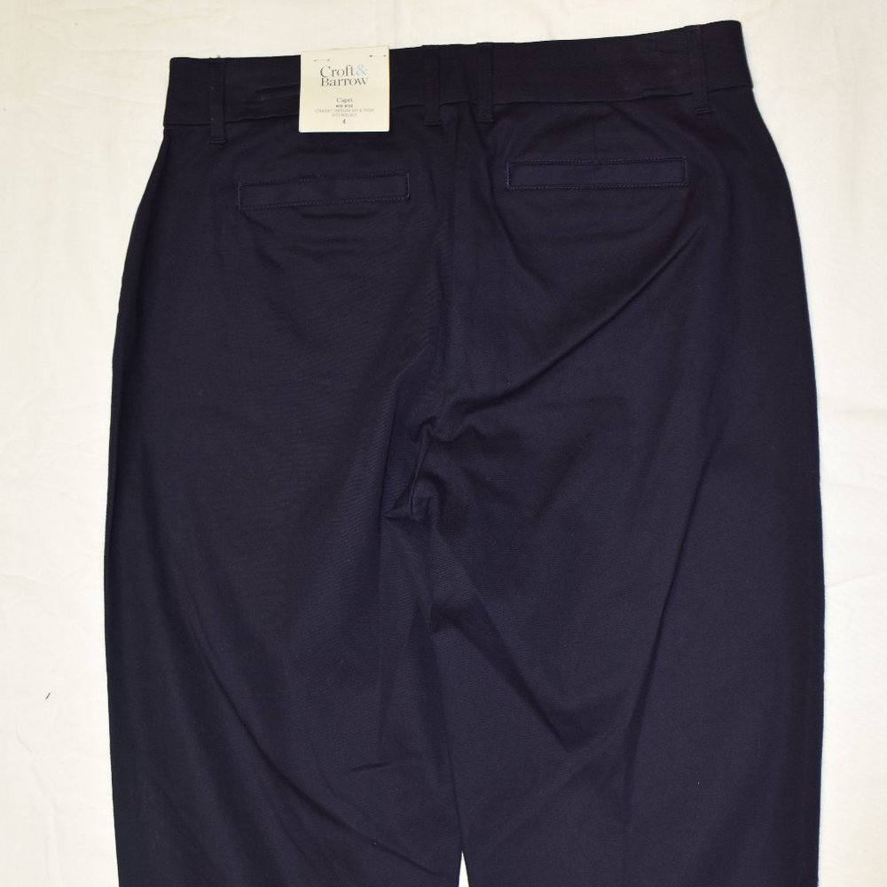 Croft & Barrow Classic Stretch Chino Capri-Navy-New with Tags