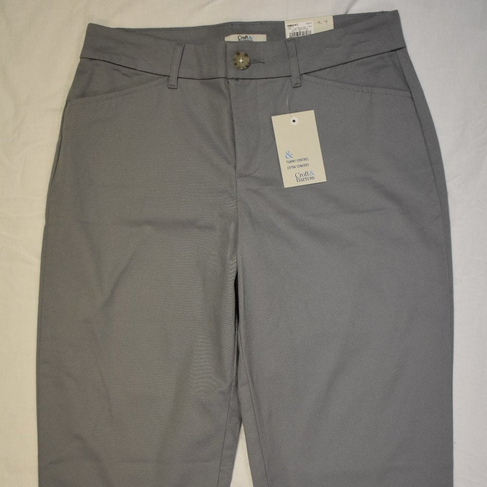 Croft & Barrow Classic Stretch Chino Capri-Flagstone-New with Tags