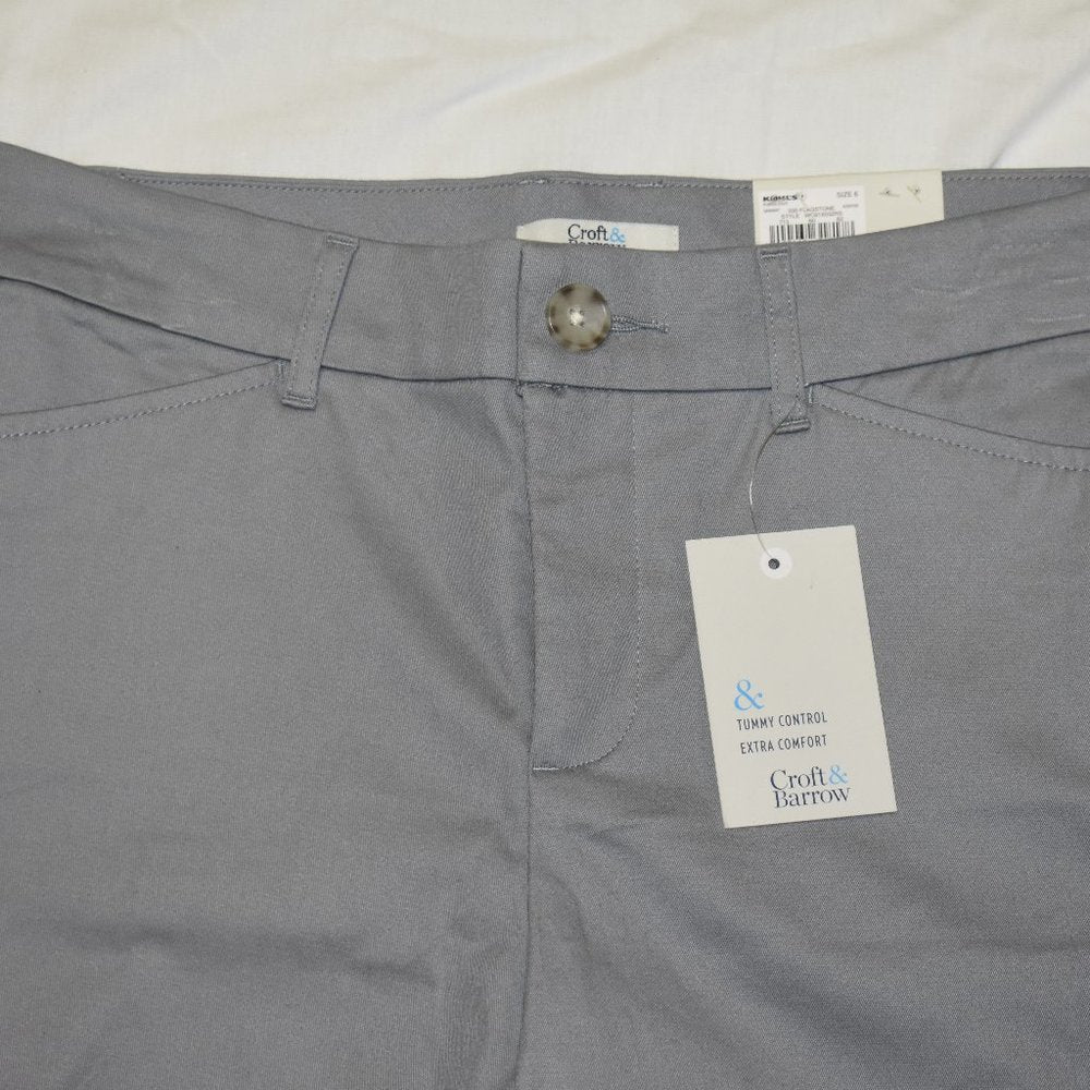 Croft & Barrow Classic Stretch Chino Capri-Flagstone-New with Tags