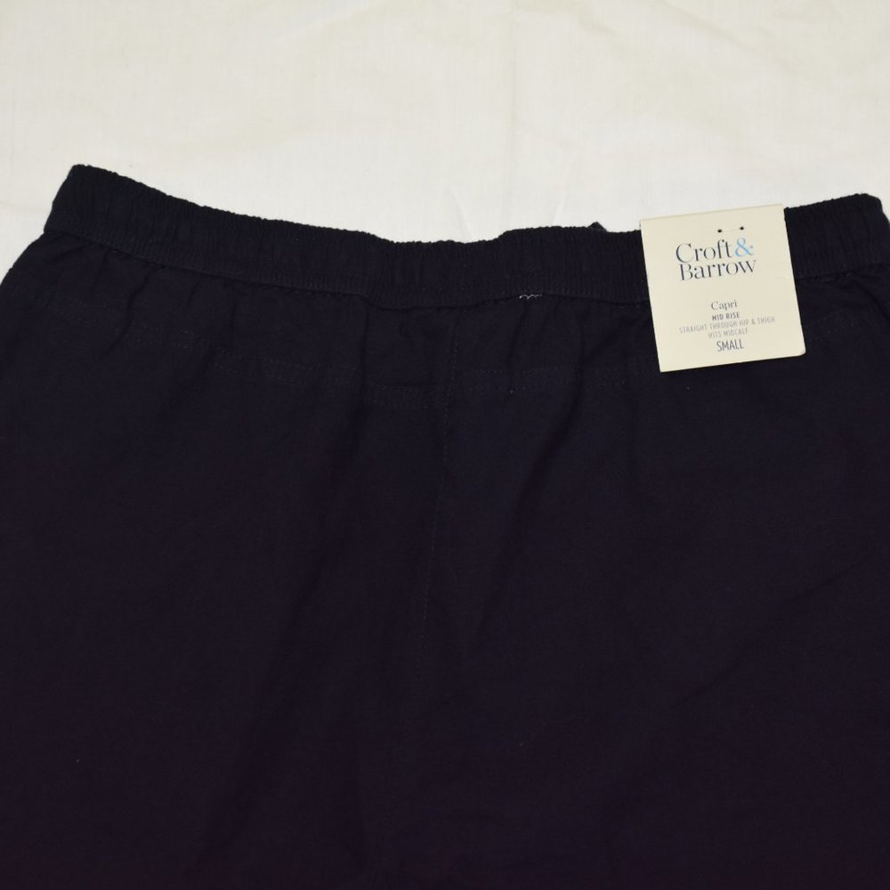 Croft & Barrow Sheeting Mid Rise Capris-Genuine Navy-New with Tags