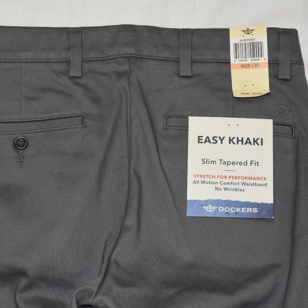 Docker’s Easy Slim Tapered Fit Khaki - Grey - 28x30 - New with Tags