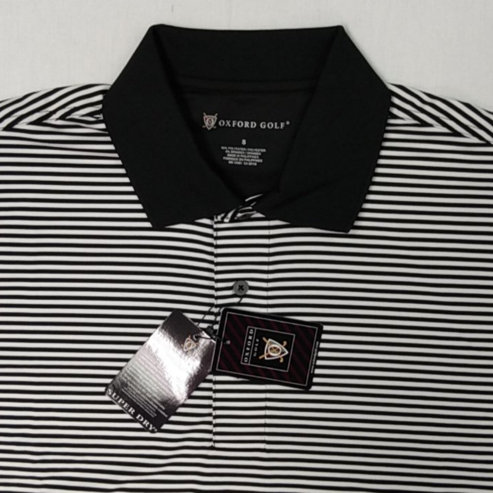 Oxford Golf Shirt Men's Small Blk/wht stripe New with Tags