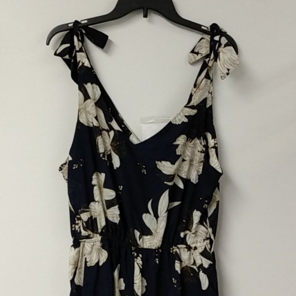 Belongsci Romper with Tie Waist-Navy With Ivory Floral-New with Tags