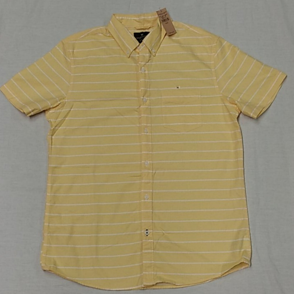 NWT AE Seriously Soft Button Up w/ Pocket Yellow