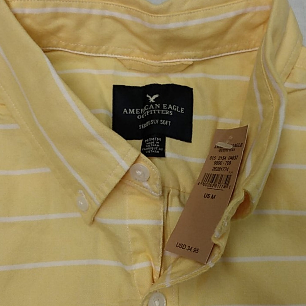 NWT AE Seriously Soft Button Up w/ Pocket Yellow